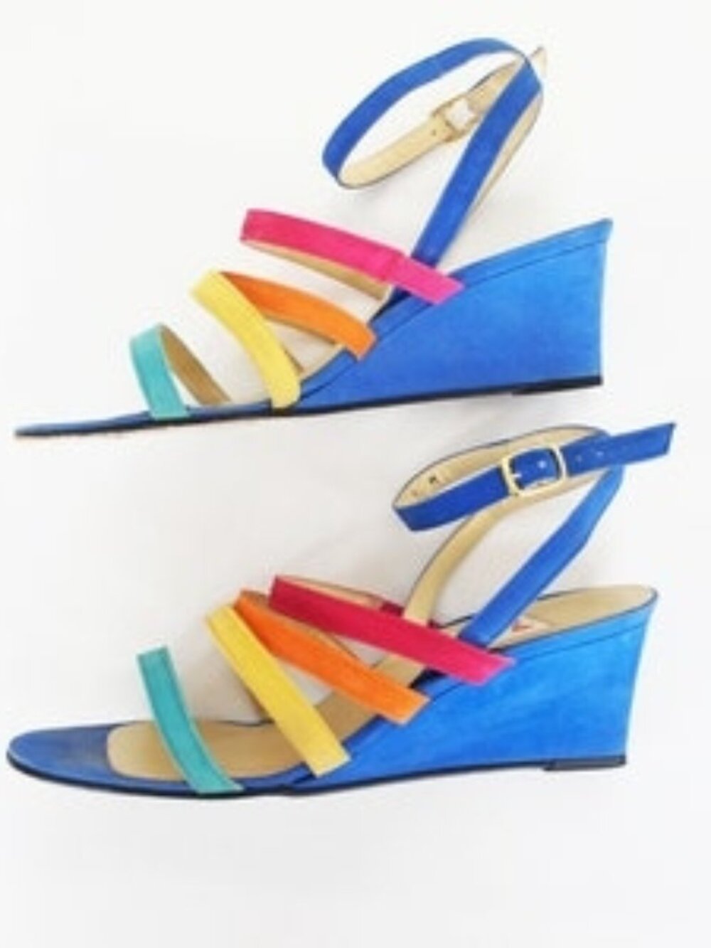 Rainbows For Your Toes! Vintage 1980's Wedge Heels